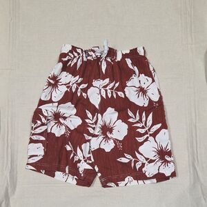 Red Floral Hawaiian Swim Shorts